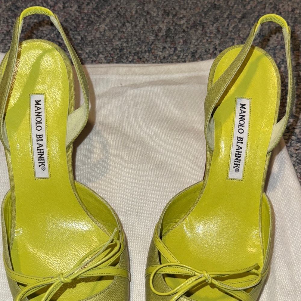 Manolo Blahnik Vibrant Green Pointed Heels - Picture 4 of 16